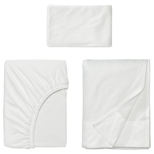 Three VÅRVIAL cotton bed sheets: pillowcase, two fitted sheets.