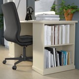 VEBJÖRN/MULLFJÄLLET / BILLY/OXBERG Desk and storage combination, and swivel chair beige/gray/white
