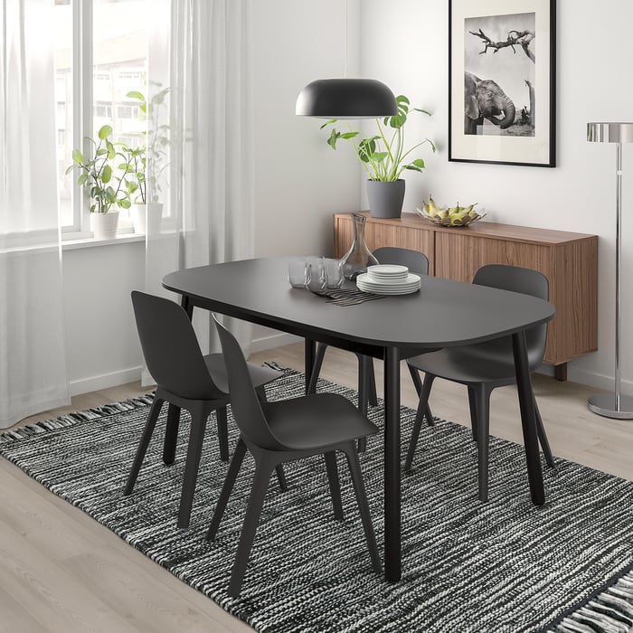 VEDBO / ODGER table and 4 chairs, black/anthracite, 63x373/8" IKEA