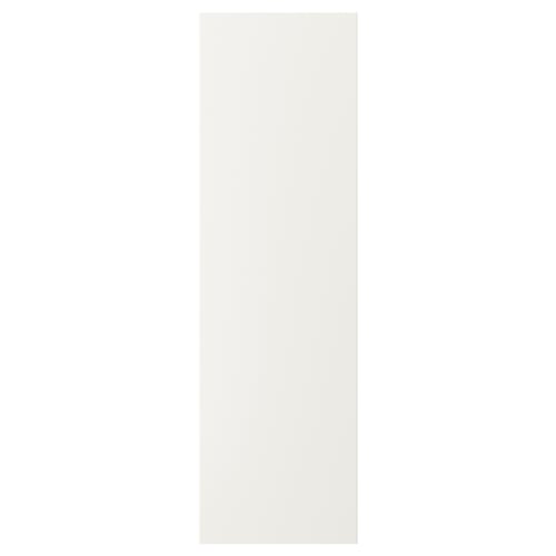 Ikea VEDDINGE white kitchen cabinet. Rectangle shape, smooth, modern design. Made from fiberboard and painted with polyurethane and acrylic.