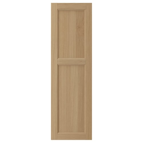 VEDHAMN natural wood kitchen cabinet door with oak veneer and solid oak frame, light brown, rectangular.