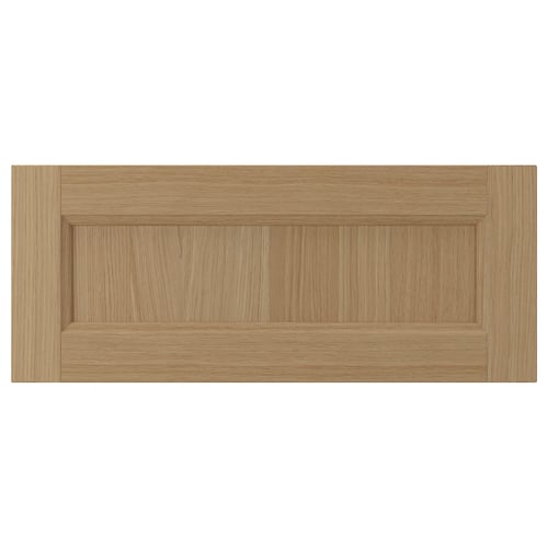 VEDHAMN natural wood cabinet drawer front, rectangular with oak grain texture.
