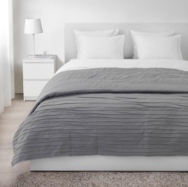 VEKETÅG Bedspread, gray, Queen/King IKEA