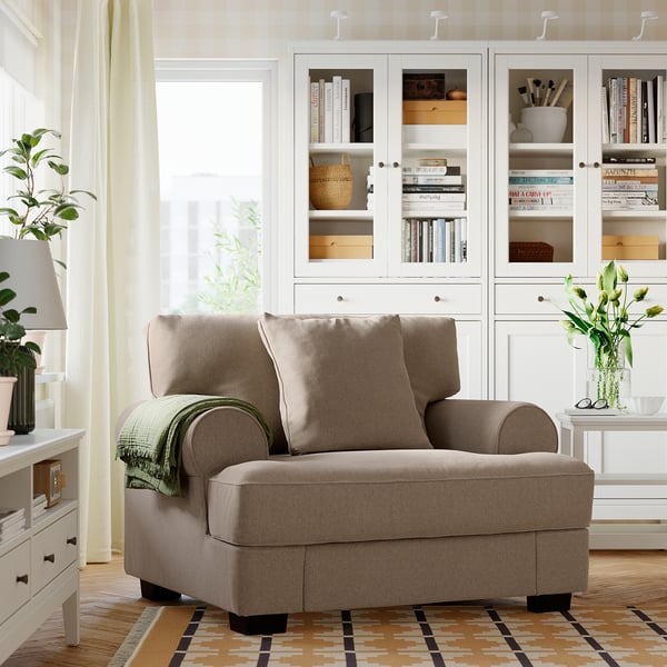 VENNGARN 1.5-seat armchair, Johanneshov brown-beige