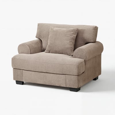 Comfortable beige 2-seat sofa - round arms, soft cushions