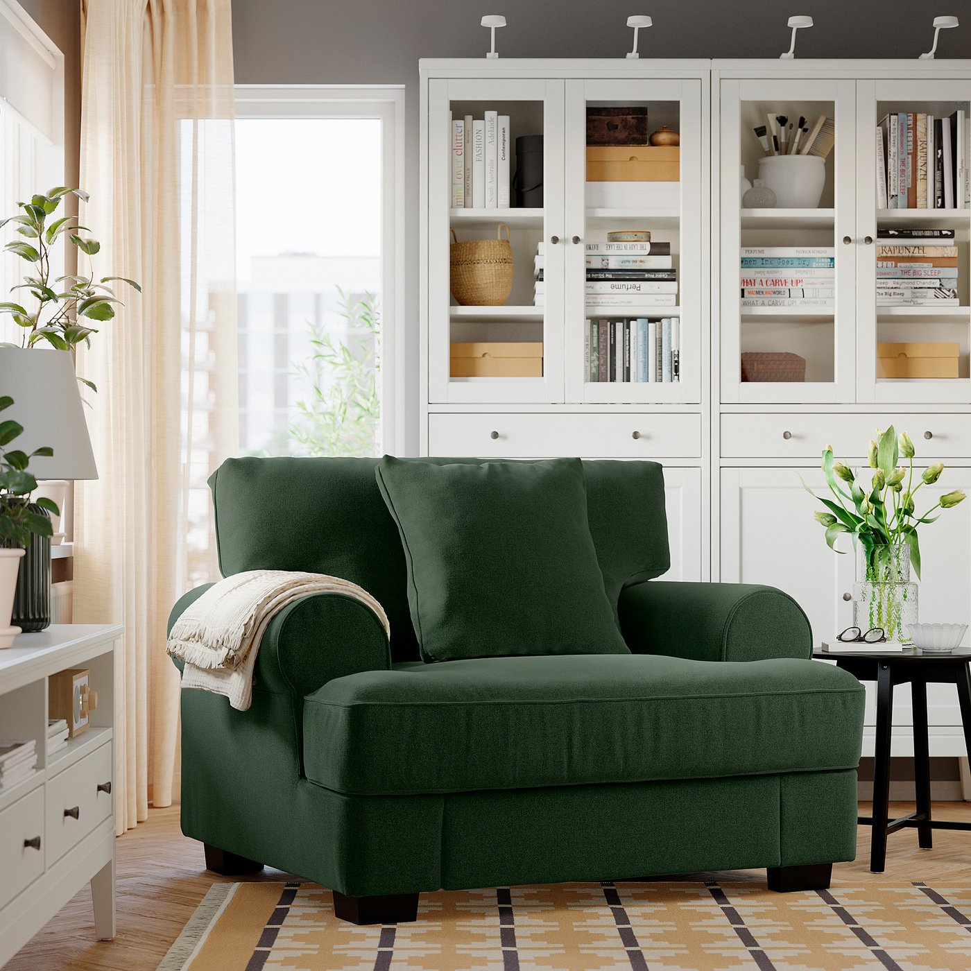 VENNGARN 1.5-seat armchair, Johanneshov dark green - IKEA