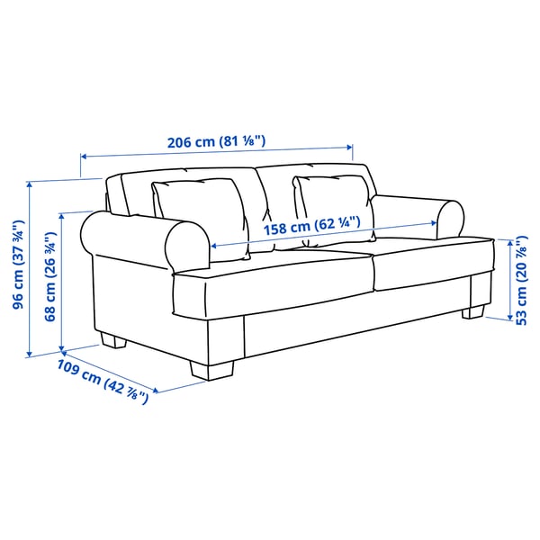 Illustration with measurements for the product: VENNGARN.