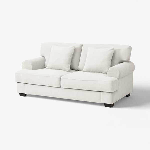 VENNGARN white sofa: plush, rolled arms, soft fabric, spacious, comfortable.
