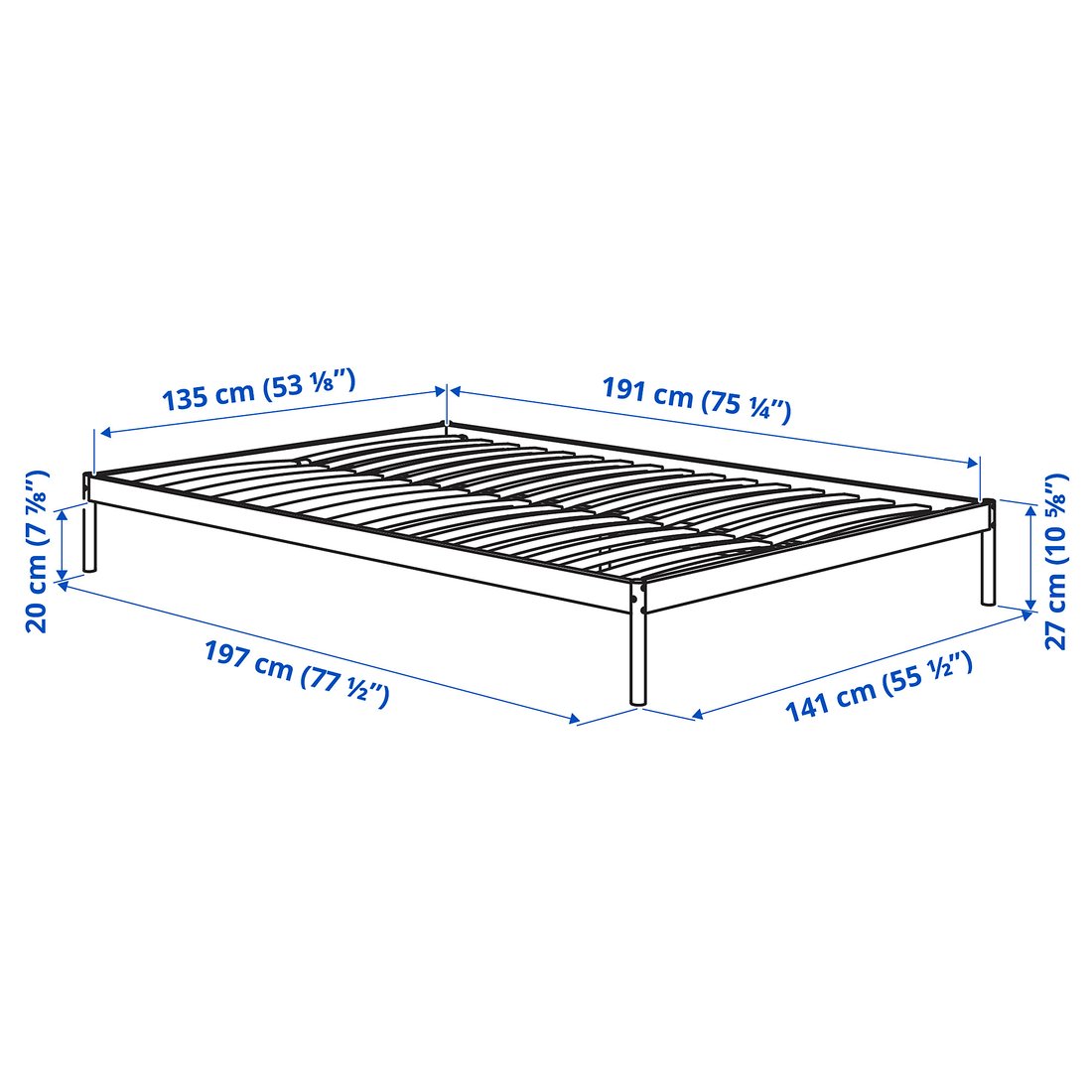 VEVELSTAD bed frame, white, Full/Double IKEA