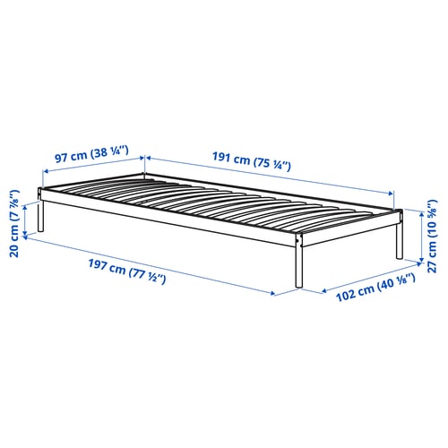 VEVELSTAD bed frame, white, Twin IKEA