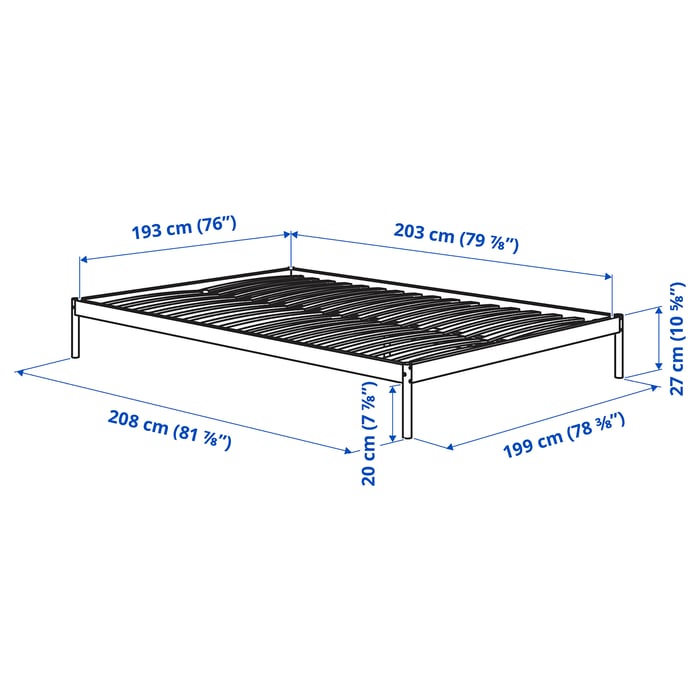 VEVELSTAD bed frame, white, King IKEA