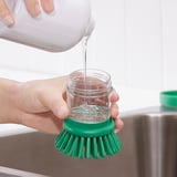 VIDEVECKMAL Dish brush with soap dispenser, bright green