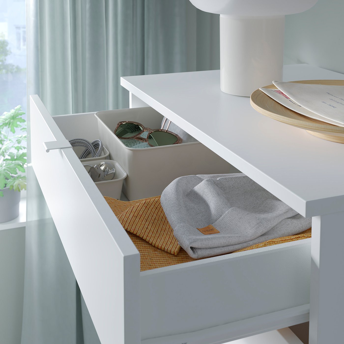 VIHALS 6-drawer dresser, white/anchor/unlock function, 271/2x181