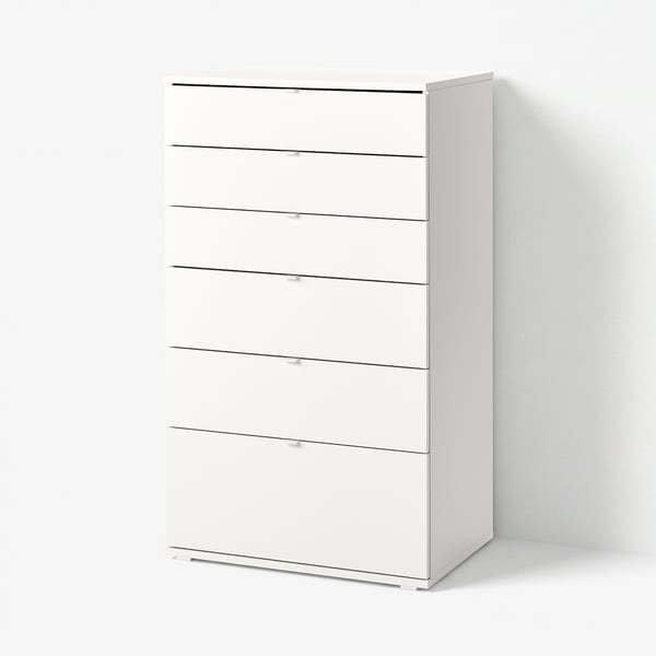 VIHALS 6-drawer dresser, white/anchor/unlock function, 27 1/2x18 1/2x47 1/4 "