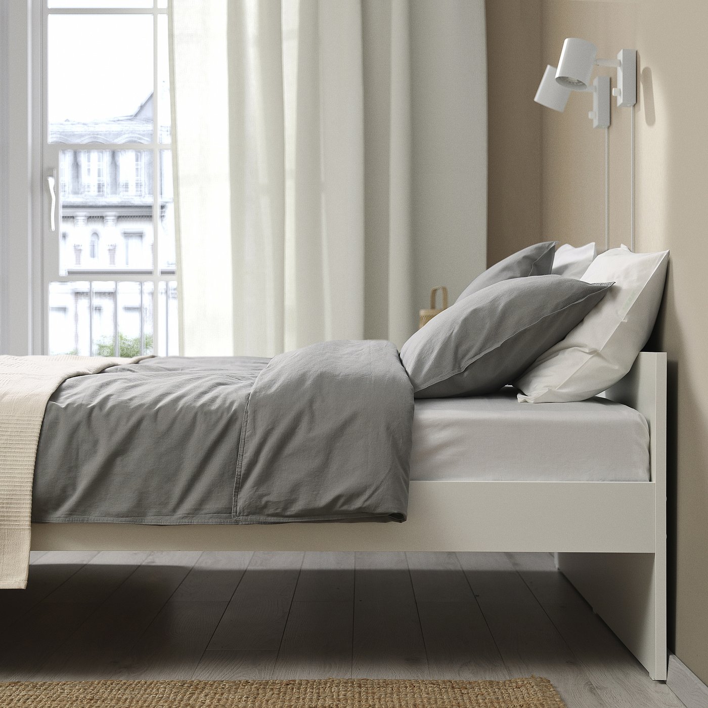 VIHALS bed frame, white, Queen - IKEA