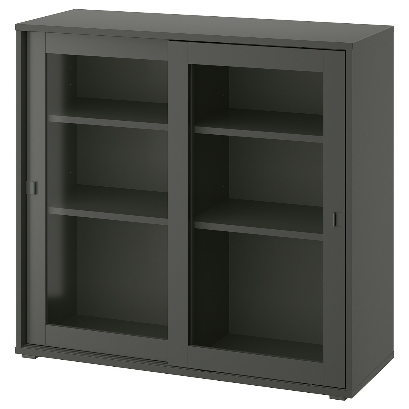 VIHALS cabinet with sliding glass doors, dark gray, 371/2x145
