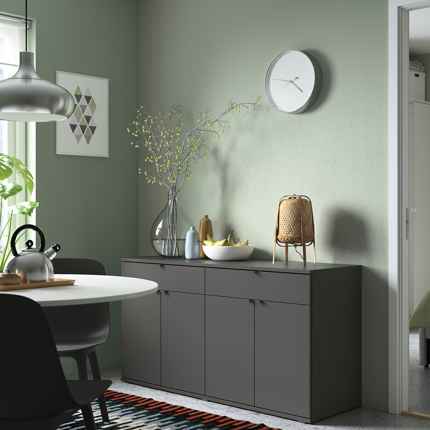 VIHALS sideboard, dark gray, 551/8x181/2x291/2