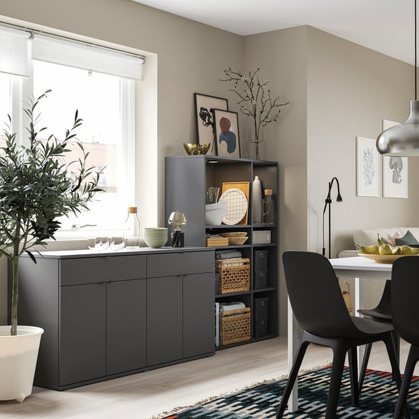 VIHALS Storage combination, dark gray, 92 1/2x18 1/2x55 1/8 "