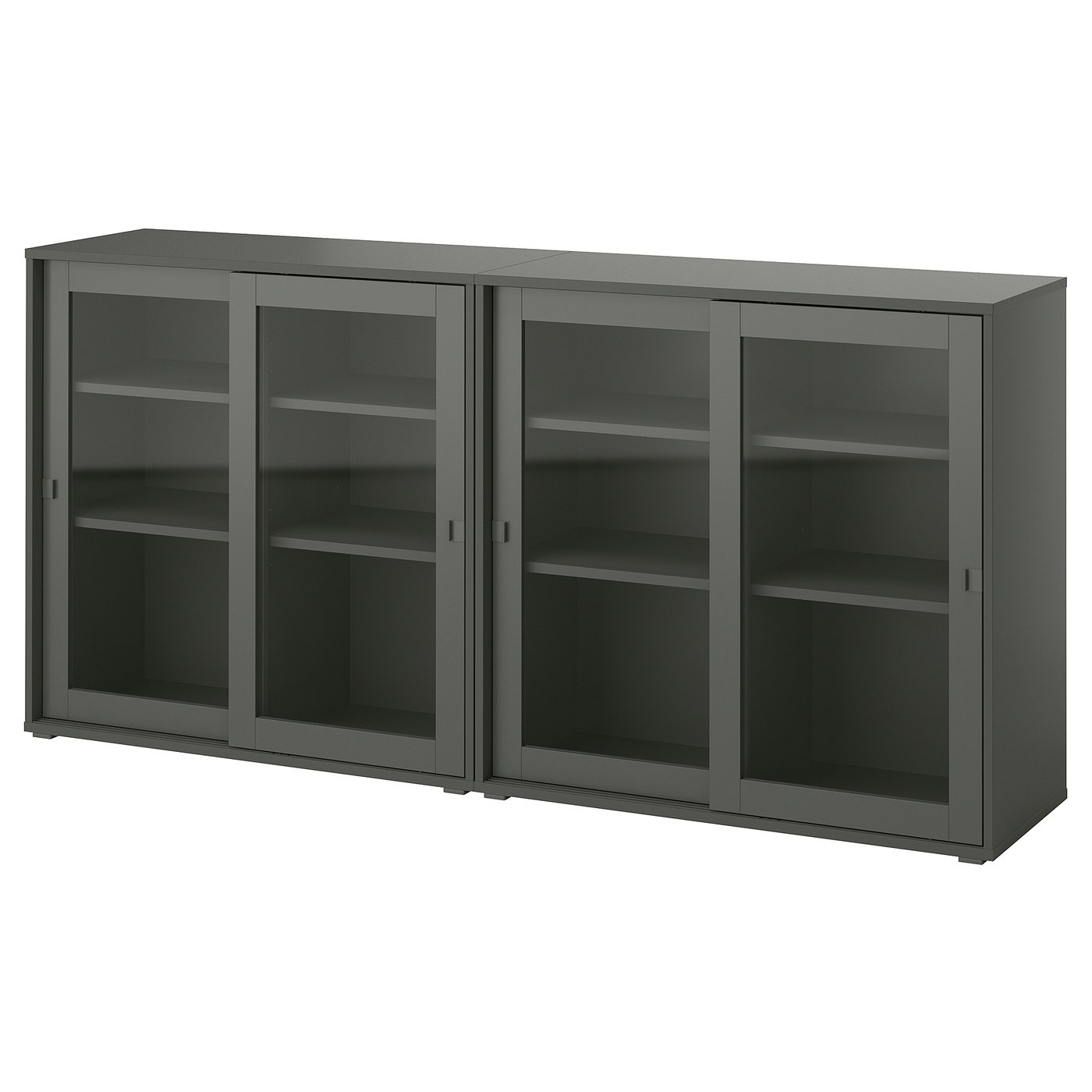 VIHALS storage combination w/glass doors, dark gray/clear glass