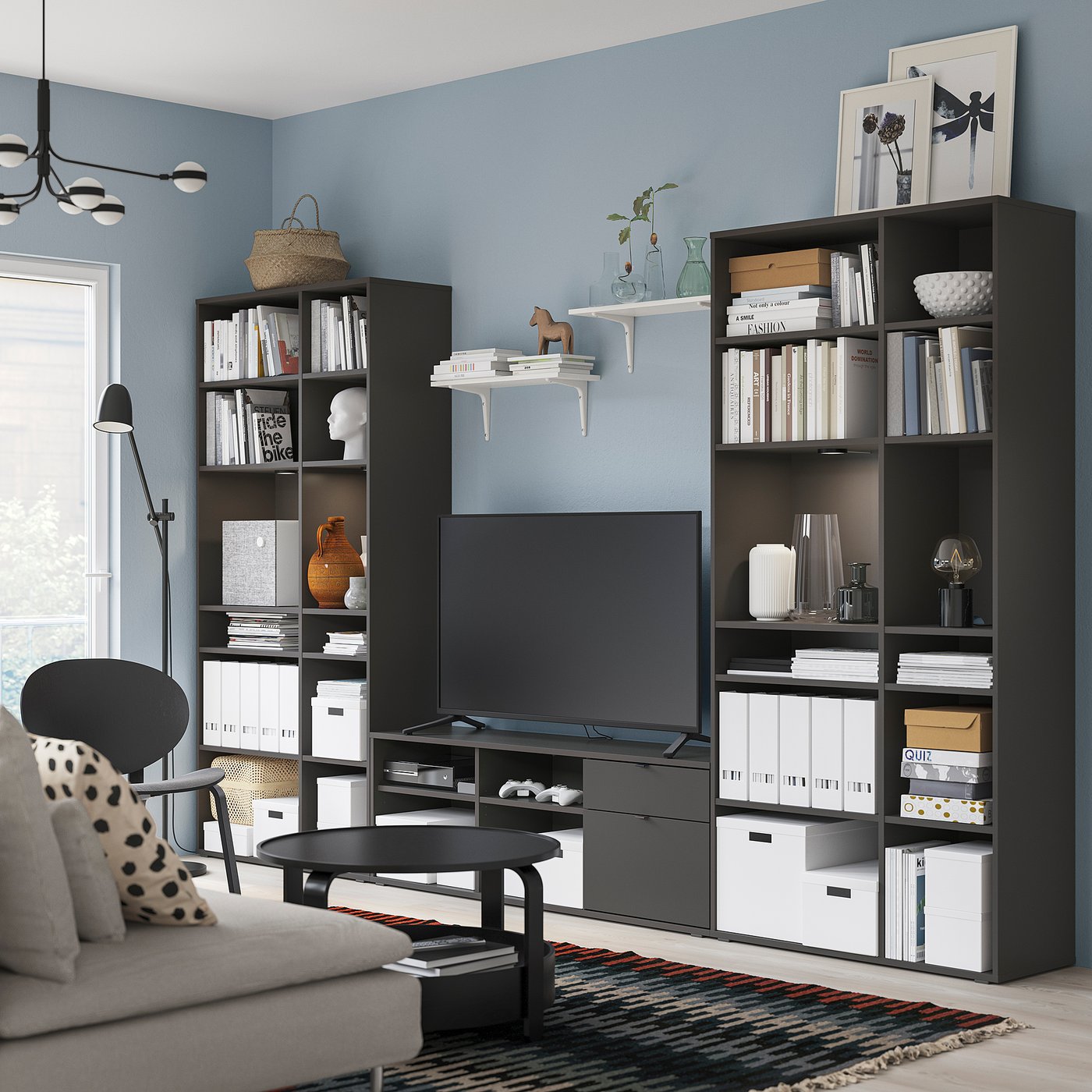 VIHALS TV/storage combination, dark gray, 1325/8x145/8x783/4