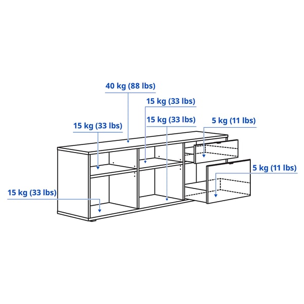 VIHALS TV/storage combination, white, 108 1/4x14 5/8x55 1/8 "