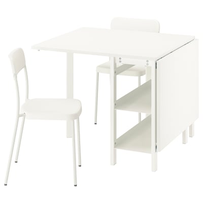 VIHALS / VIHALS Table and 2 chairs, gateleg table white/white, 15 3/8/37 3/8/59 1/2x35 3/8 "