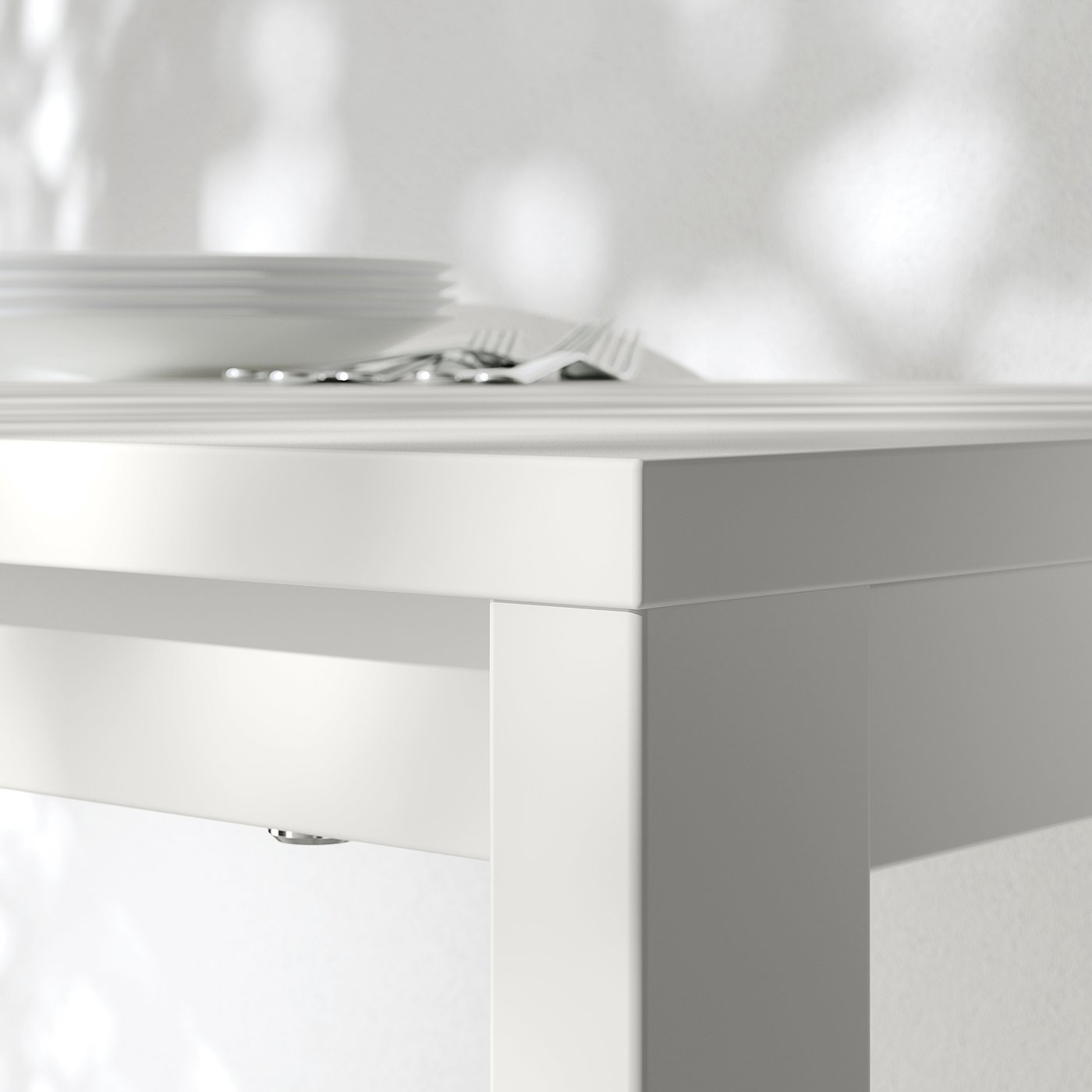 Table and 2 chairs, white white/green Tibbleby gray-green 3