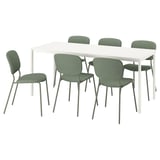 VIHALS / VIHALS Table and 6 chairs, white white/green Tibbleby gray-green, 70 7/8x29 1/8 "