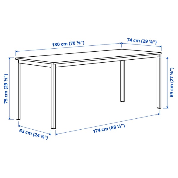 VIHALS / VIHALS Table and 6 chairs, white white/white, 70 7/8x29 1/8 "