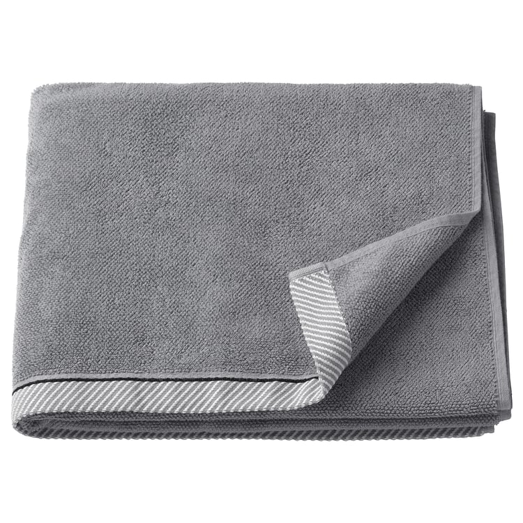 VIKFJÄRD Bath towel, gray, 28x55" IKEA