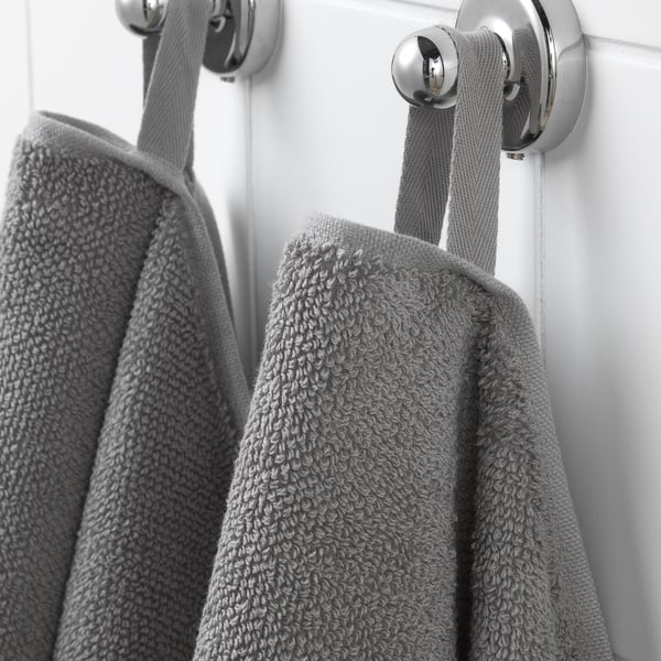 VIKFJÄRD Bath towel, gray, 28x55" IKEA