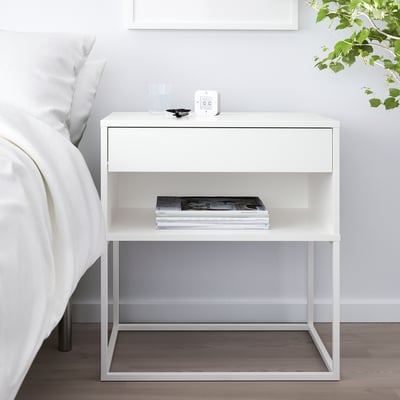 VIKHAMMER Nightstand, white, 23 5/8x15 3/8 "