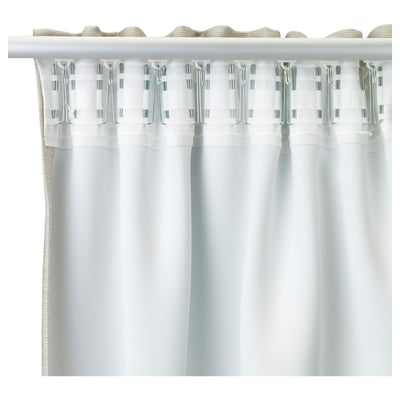 VILBORG white curtains, dense weave. Easy hang with heading tape. Room-darkening, private, recycled polyester.