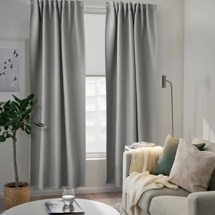 room darkening curtains, 1 pair, gray, 57x84" IKEA