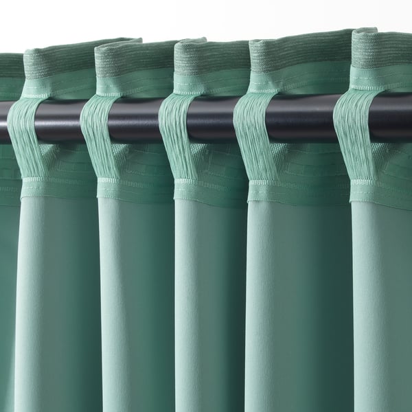 VILBORG Room darkening curtains, 1 pair, green, 57x98" - IKEA
