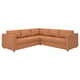 The VIMLE sectional sofa is a modular, brown, l-shaped couch with high resilience foam cushions and a leather finish.