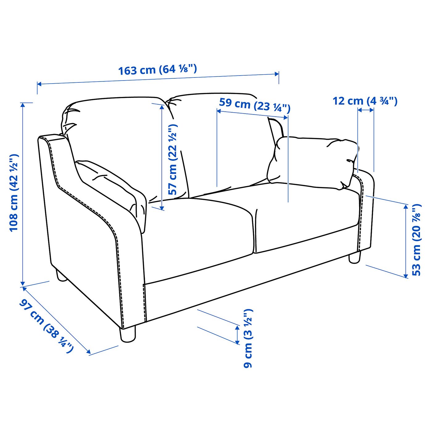 VINLIDEN loveseat, Hillared anthracite - IKEA