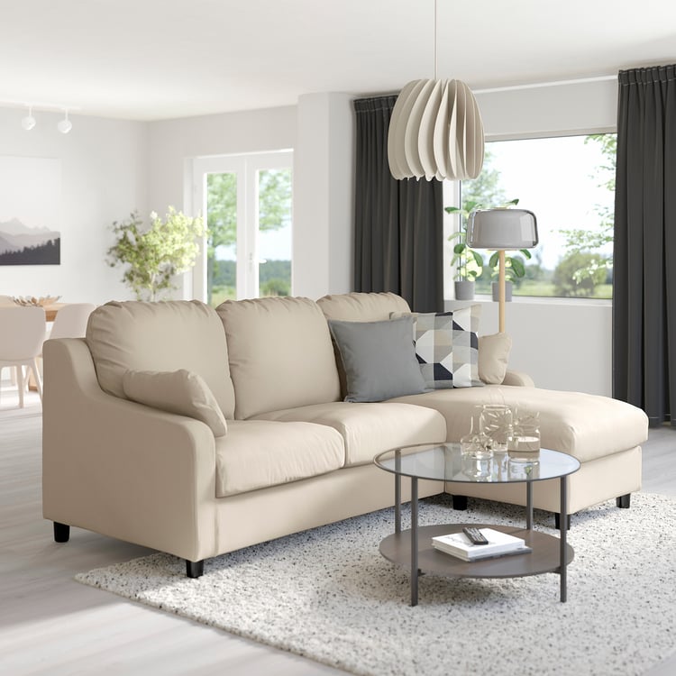 VINLIDEN sofa with chaise, Hakebo beige IKEA