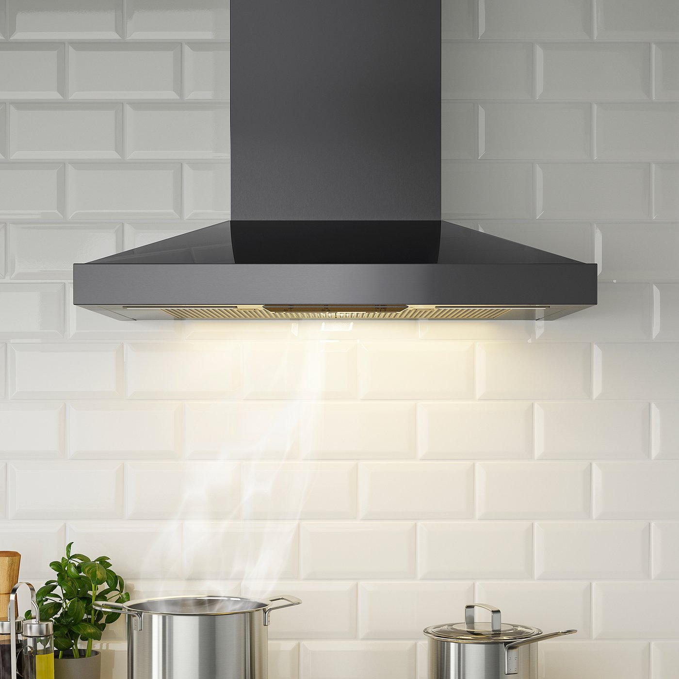 VINSTGIVANDE Wall mounted range hood, black Stainless steel - IKEA