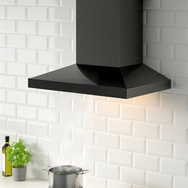 VINSTGIVANDE Wall mounted range hood, black Stainless steel