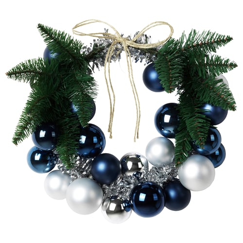 Vinter 2020 Decoration Wreath Blue Silver Color Ikea