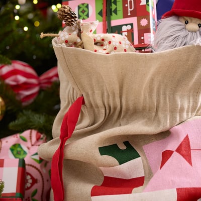 VINTERFINT Bag with string, Santa Claus pattern, 35 ½x22 "