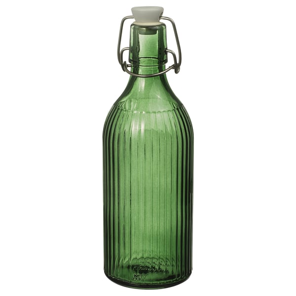 VINTERFINT Bottle with stopper, glass green, 17 oz