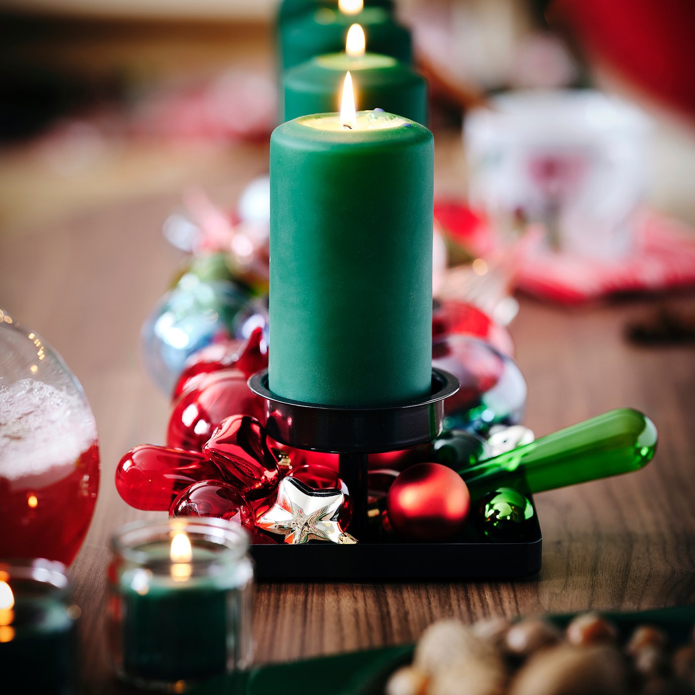 IKEA Vinterfint Christmas Candle Holder, for 4 Candles Black, 21¼x6x3, image size:1400x1400