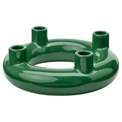 VINTERFINT Candlestick, for 4 candles rounded/dark green, 3 "