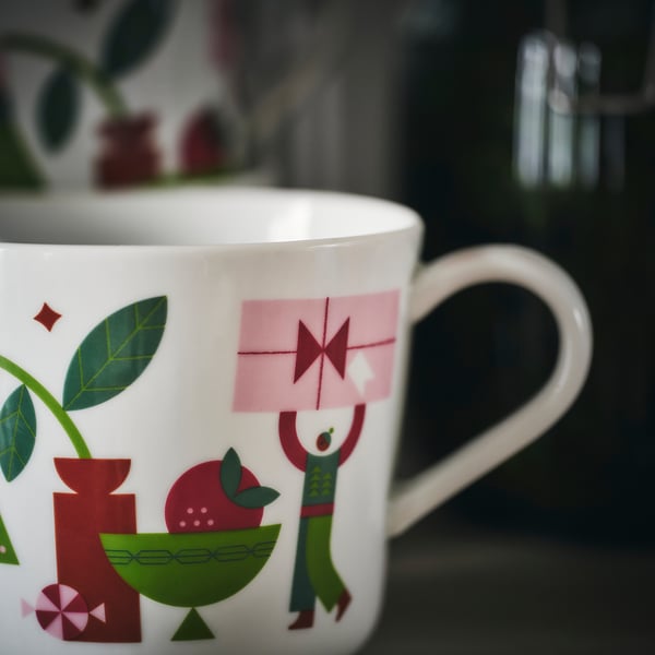 VINTERFINT Cup, white/Christmas pattern, 12 oz