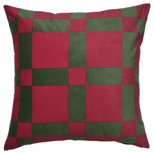 VINTERFINT Cushion cover, check pattern red/dark green, 26x26 "