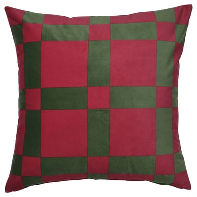 VINTERFINT Cushion cover, check pattern red/dark green, 26x26 "