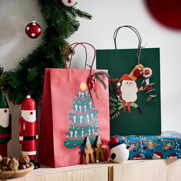 VINTERFINT Gift bag, christmas motifs mixed colors, 10 ¼x13 ¾ "