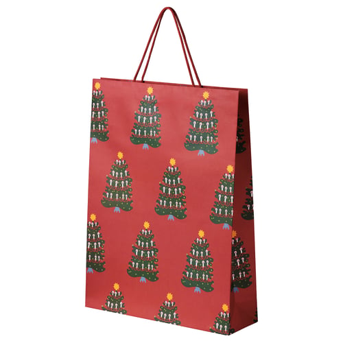 VINTERFINT Gift bag, Christmas pattern/red, 15x19 ¾ "